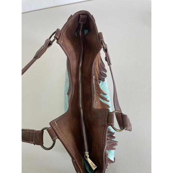 Catchfly concealed carry leather fringe Aztec print shoulder Purse Western - Picture 13 of 13